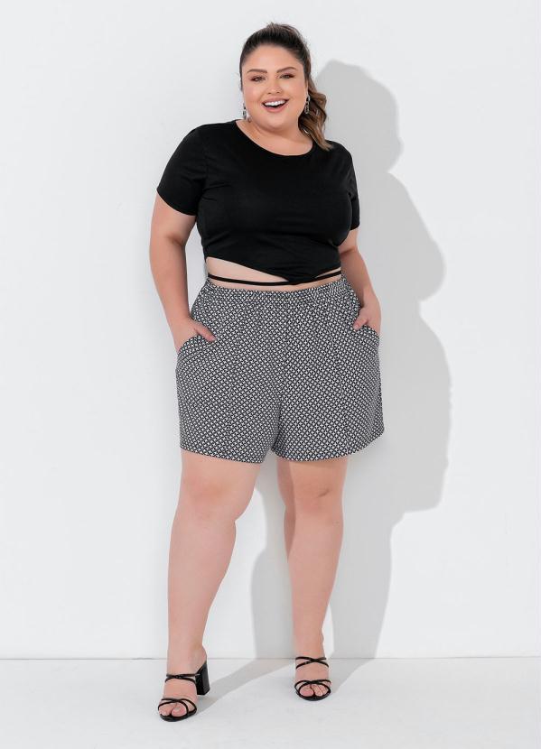 Short (Geom�trico) com Bolsos Plus Size