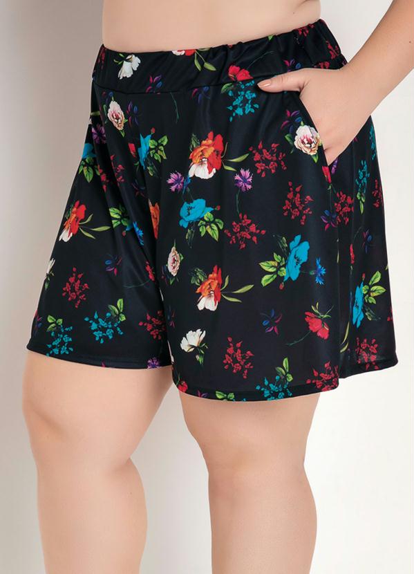Short Godê (Floral) Bolsos Funcionais Plus Size Short Godê (Floral) Bolsos Funcionais Plus Size