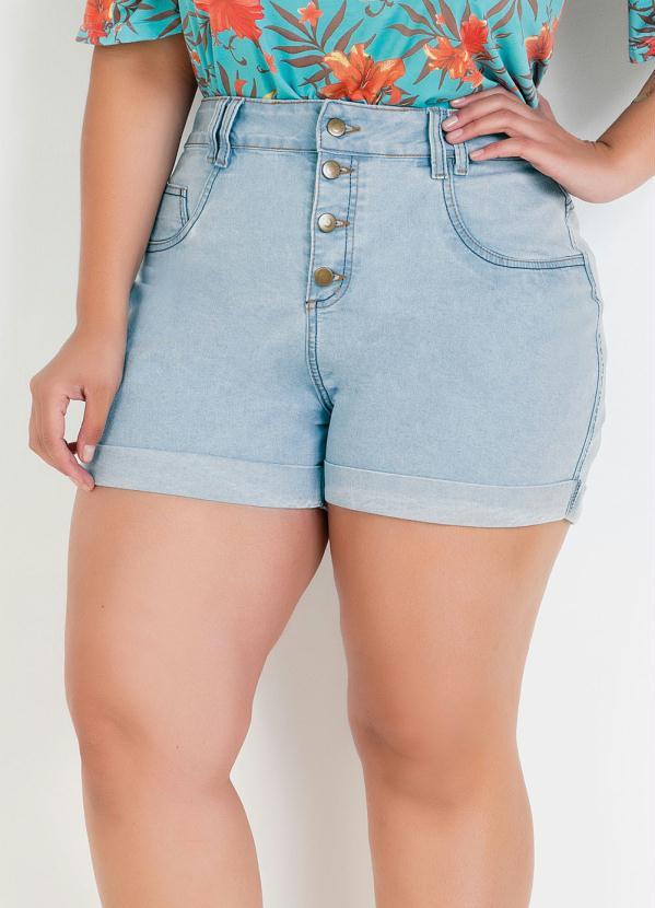 short jeans cintura alta plus size