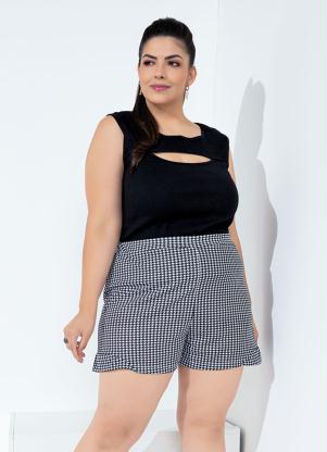 Short (Pied de Poule) com Babadinhos Plus Size Short (Pied de Poule) com Babadinhos Plus Size