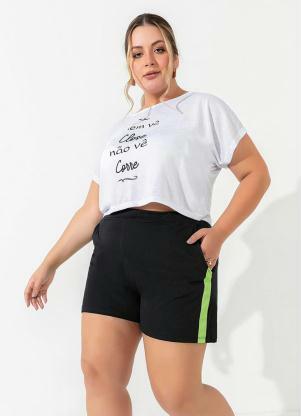 Short (Preto) com Cadar�o Neon Plus Size