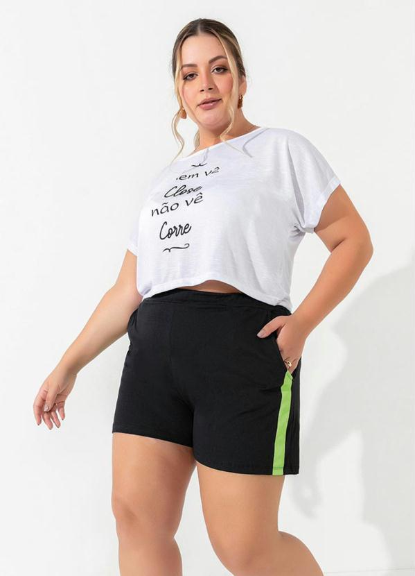 Short (Preto) com Cadar�o Neon Plus Size