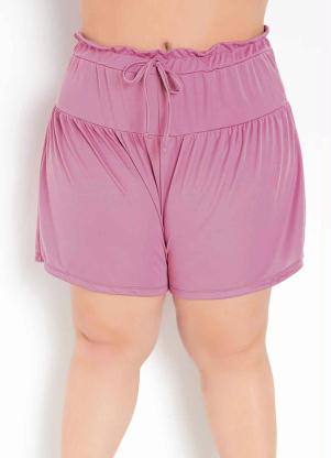 Short (Rosa) com Franzidos Plus Size