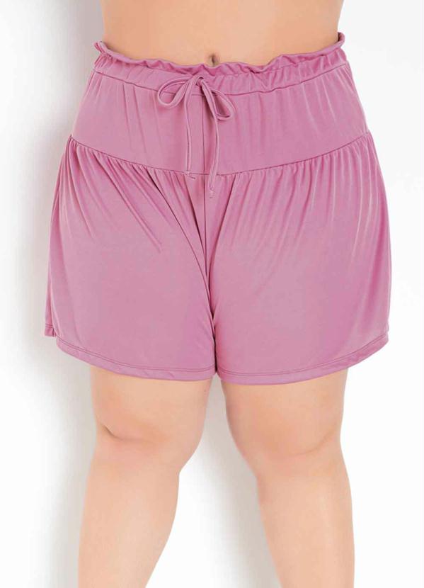 Short (Rosa) com Franzidos Plus Size