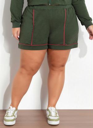Short (Verde) com El�stico na Cintura Plus Size