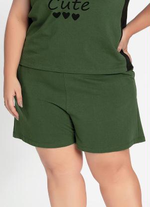 Short (Verde e Preto) com Bolsos Plus Size