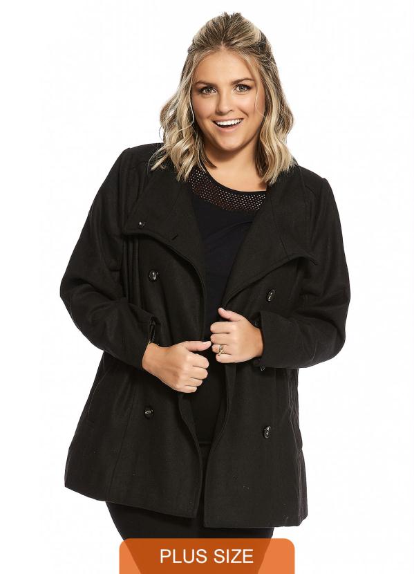casaco lã batido feminino plus size