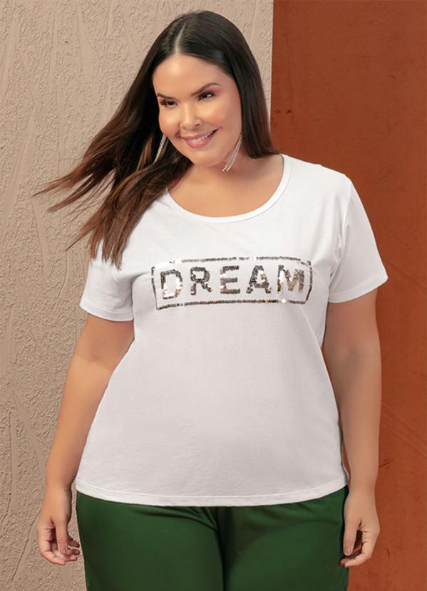 Blusa (Branca) com Paet� Revers�vel Plus Size
