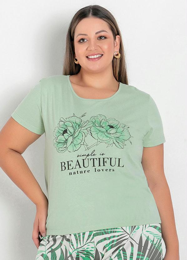 Blusa (Verde) com Estampa na Frente Plus Size Blusa (Verde) com Estampa na Frente Plus Size