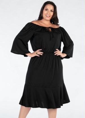 Vestido Plus Size (Preto) Ciganinha