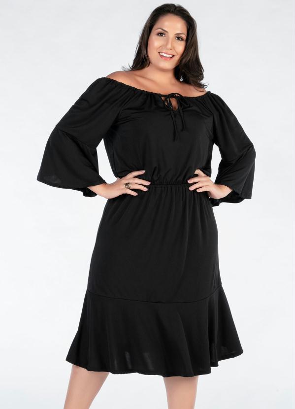 Vestido Plus Size (Preto) Ciganinha