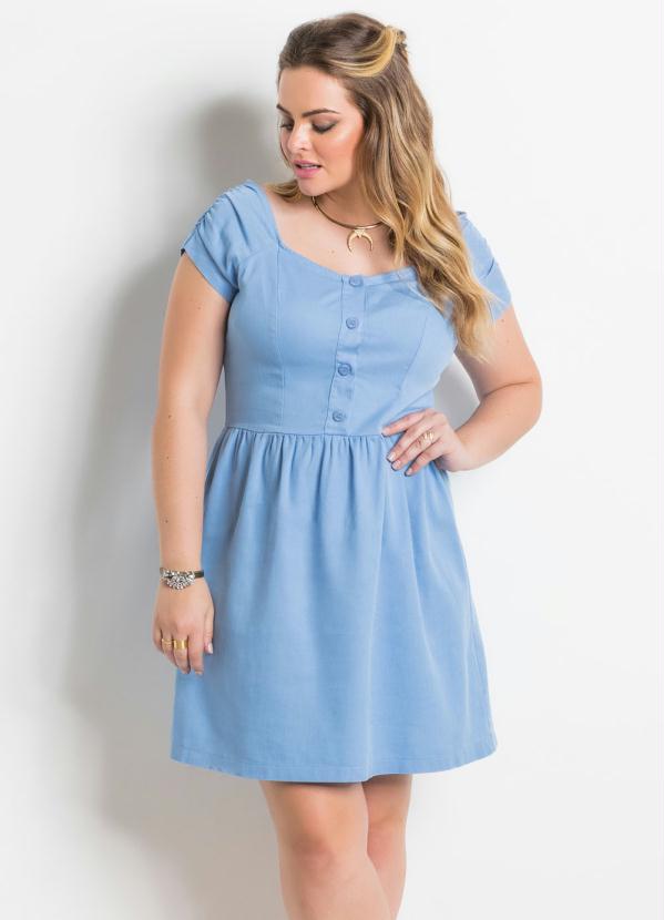 vestido azul curto simples