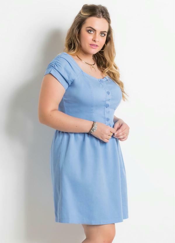 vestido plus size azul claro