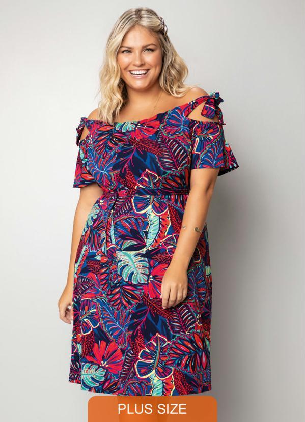 vestido estampado azul marinho