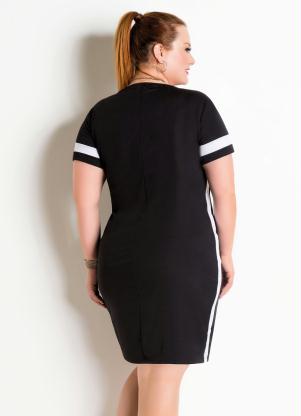 Vestido Bicolor Plus Size Preto e Branco - Marguerite