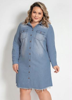 Vestido Chemise (Jeans) Plus Size Vestido Chemise (Jeans) Plus Size