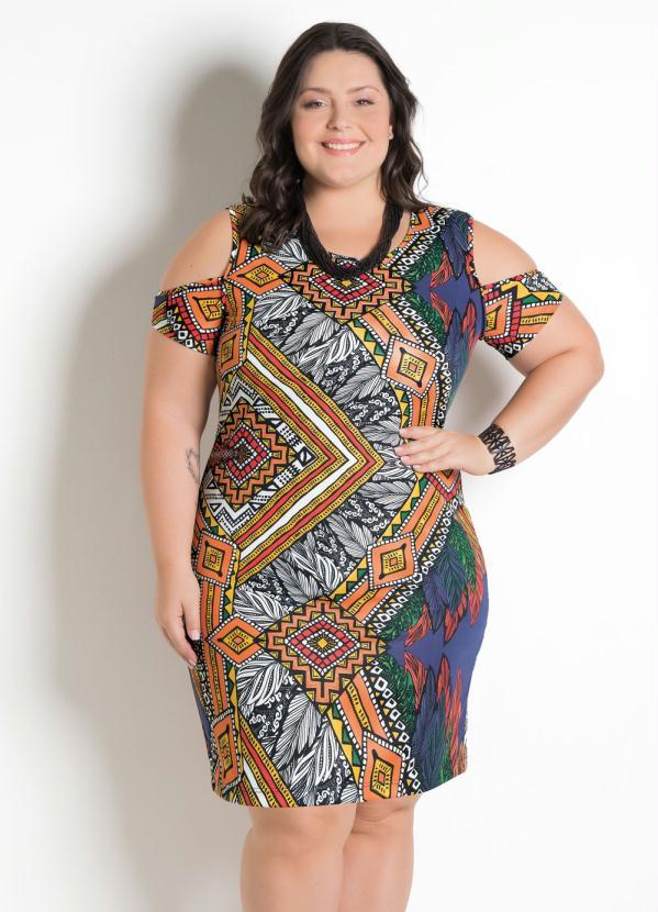 vestido ombro vazado plus size