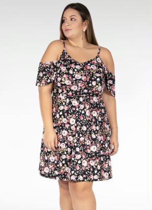 Vestido Curto (Floral) com Alcinhas Plus Size