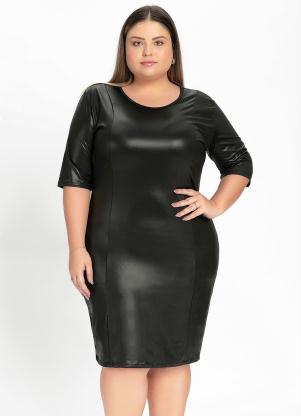 Vestido Curto (Preto) em Cirrê Plus Size Vestido Curto (Preto) em Cirrê Plus Size