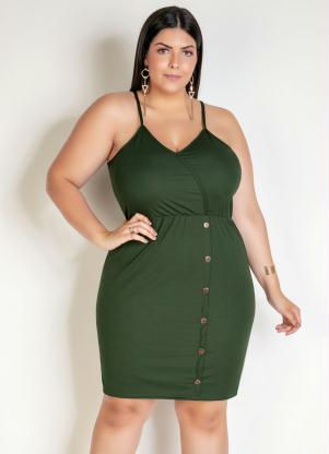 Vestido Curto (Verde) com Transpasse Plus Size Vestido Curto (Verde) com Transpasse Plus Size