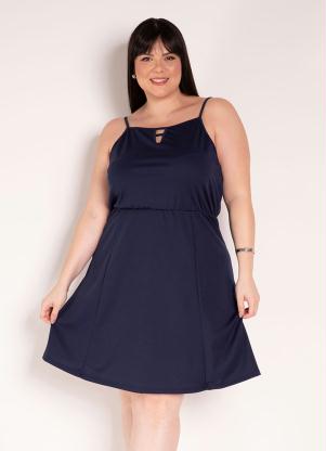 Vestido de Al�as (Marinho) Plus Size