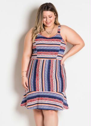 Vestido (Étnico) de Alças Largas Plus Size Vestido (Étnico) de Alças Largas Plus Size