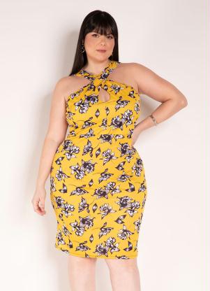 Vestido (Floral) com Alças Cruzadas Plus Size Vestido (Floral) com Alças Cruzadas Plus Size