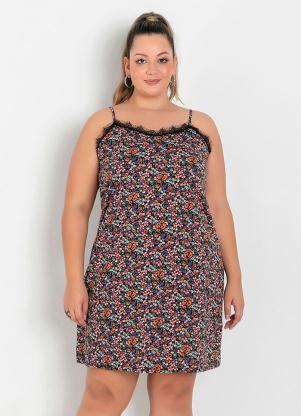 Vestido (Floral) com Alças e Renda Plus Size Vestido (Floral) com Alças e Renda Plus Size