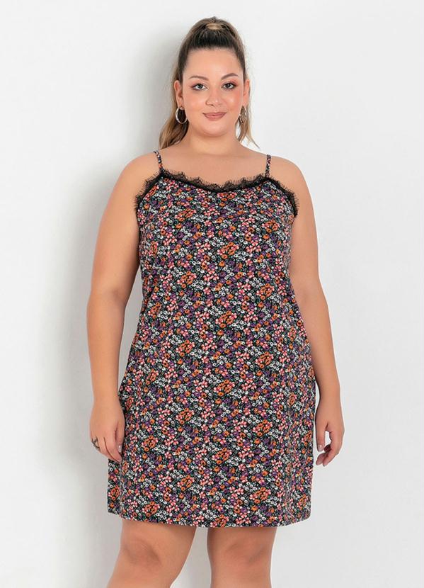 Vestido (Floral) com Alças e Renda Plus Size Vestido (Floral) com Alças e Renda Plus Size