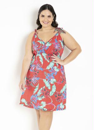 Vestido (Floral) com Decote Transpassado Plus Size