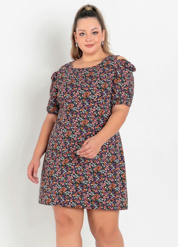 Vestido (Floral) com Ombros Vazados Plus Size