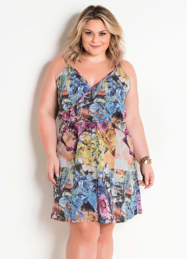 vestido floral plus size longo