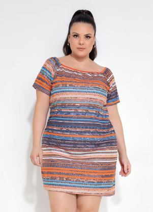 Vestido (Listrado) Soltinho Plus Size