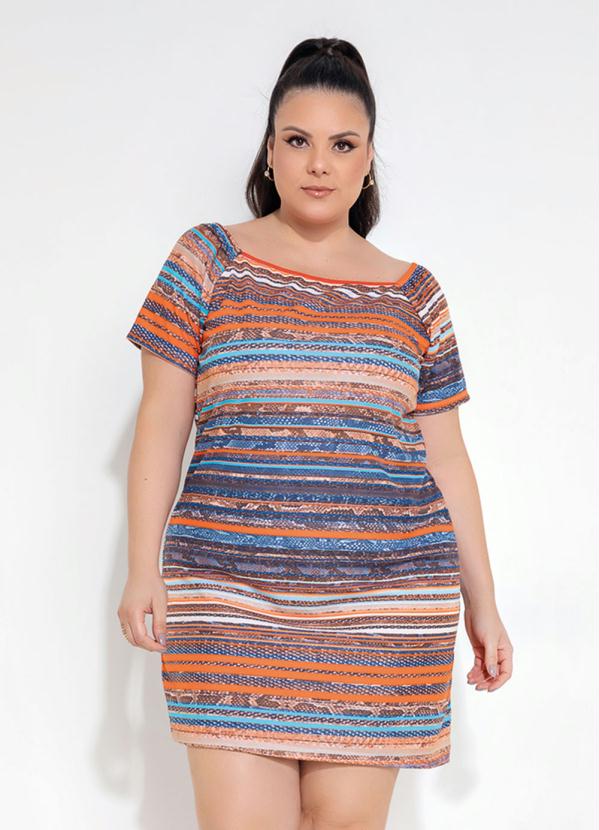 Vestido (Listrado) Soltinho Plus Size