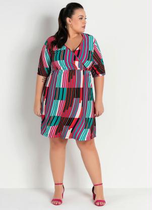 Vestido (Listrado) Transpassado Plus Size