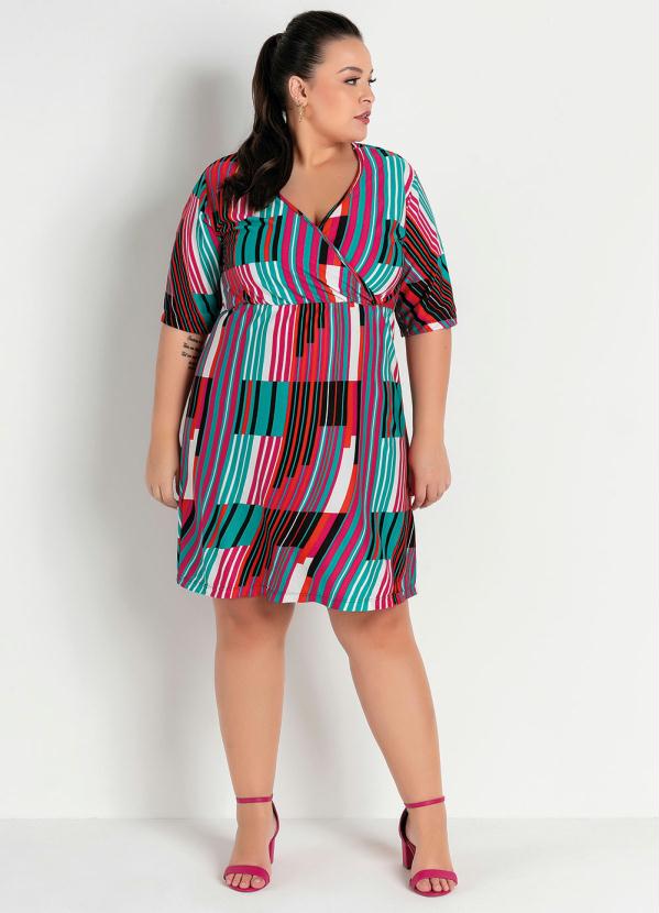 Vestido (Listrado) Transpassado Plus Size
