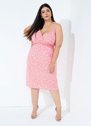 Vestido (Po� Rosa) Transpassado de Al�as Plus Size