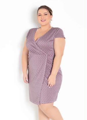 Vestido (Poá) Transpassado com Mangas Plus Size Vestido (Poá) Transpassado com Mangas Plus Size