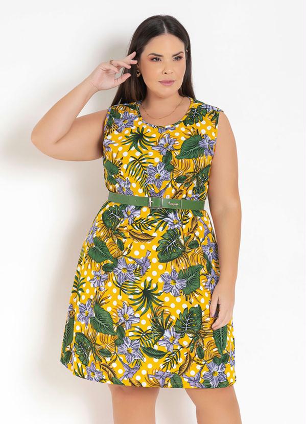 Vestido Regata (Floral Amarelo) Plus Size Vestido Regata (Floral Amarelo) Plus Size