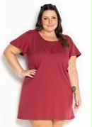 Vestido Terracota com Franzido Plus Size