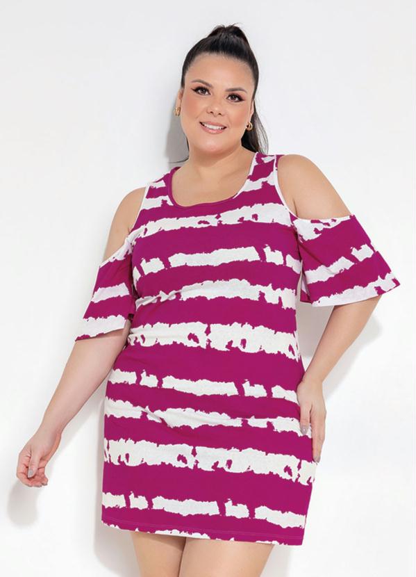 Vestido (Tie Dye Pink) Ombros Vazados Plus Size