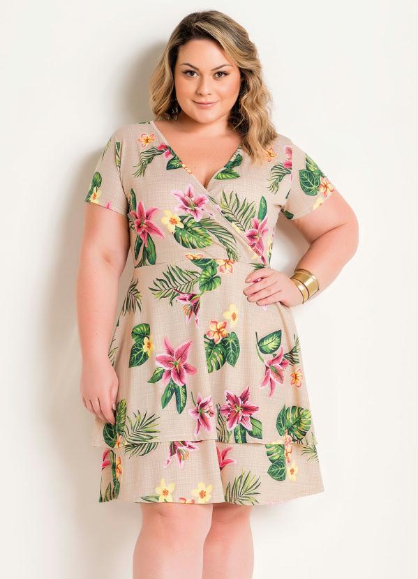 vestido plus size com babado