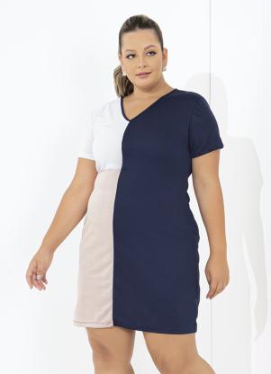 Vestido (Tricolor) com Recortes Plus Size