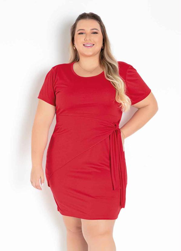 Vestido (Vermelho) com Sobreposi��o Plus Size