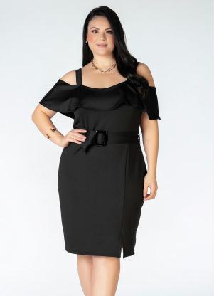 Vestido Plus Size (Preto) com Babado Vestido Plus Size (Preto) com Babado