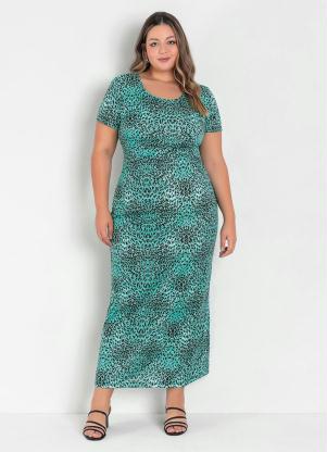 Vestido (Abstrato) com Mangas Curtas Plus Size Vestido (Abstrato) com Mangas Curtas Plus Size