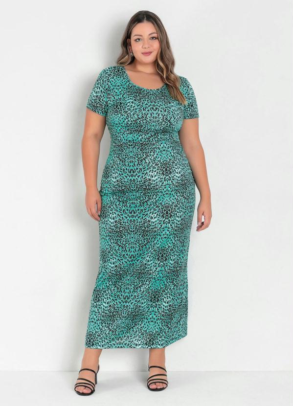 Vestido (Abstrato) com Mangas Curtas Plus Size Vestido (Abstrato) com Mangas Curtas Plus Size