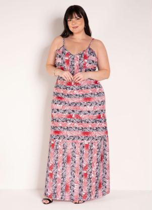 Vestido de Al�as (Folhagem Listrada) Plus Size