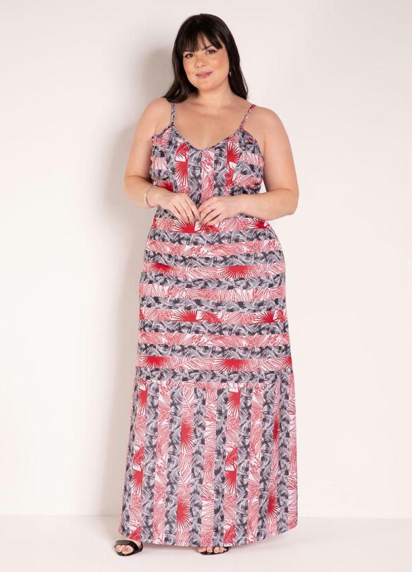 Vestido de Al�as (Folhagem Listrada) Plus Size