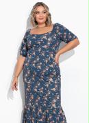 Vestido Geom�trico com Mangas Bufantes Plus Size